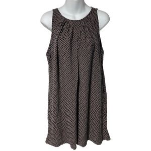 Lucky Brand Purple Black Ditsy Diamond Sleeveless Boho Pocket Dress Medium